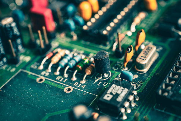 Closeup of electronic circuit board or PCB printed circuit board - Photo, Image