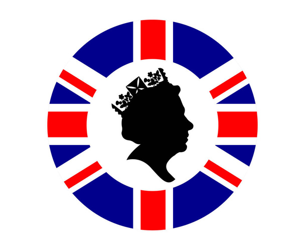 Kraliçe Elizabeth, İngiltere Birleşik Devletleri Bayrağı Ulusal Avrupa Amblemi Simge Vektör İllüstrasyonu Soyut Tasarım Elementi ile Siyah ve Beyaz Yüzleşir - Vektör, Görsel