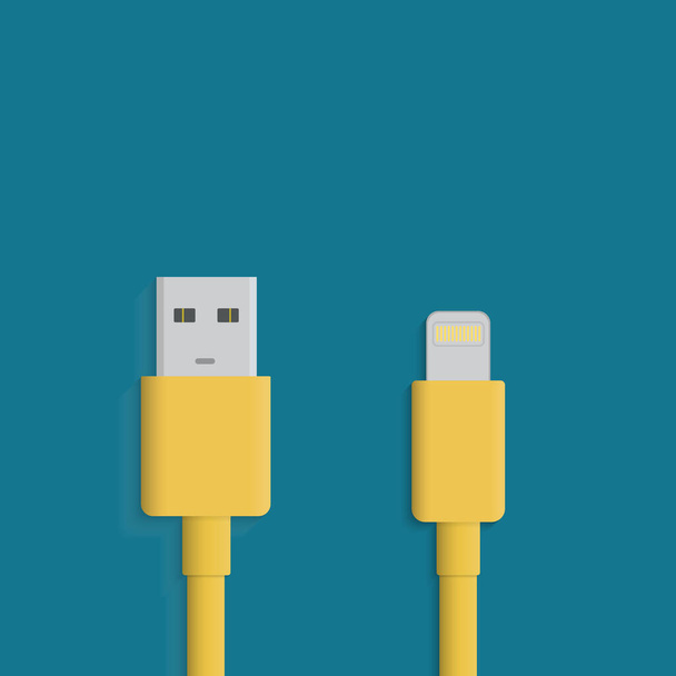 Желтый кабель молнии USB - Вектор,изображение