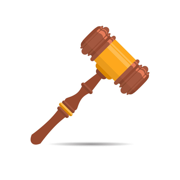 Lawyer hammer with solid and flat color design. Vector illustration - Vector, Image