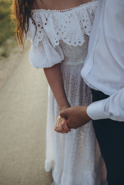 the hands of the bride and groom. High quality photo - Photo, Image