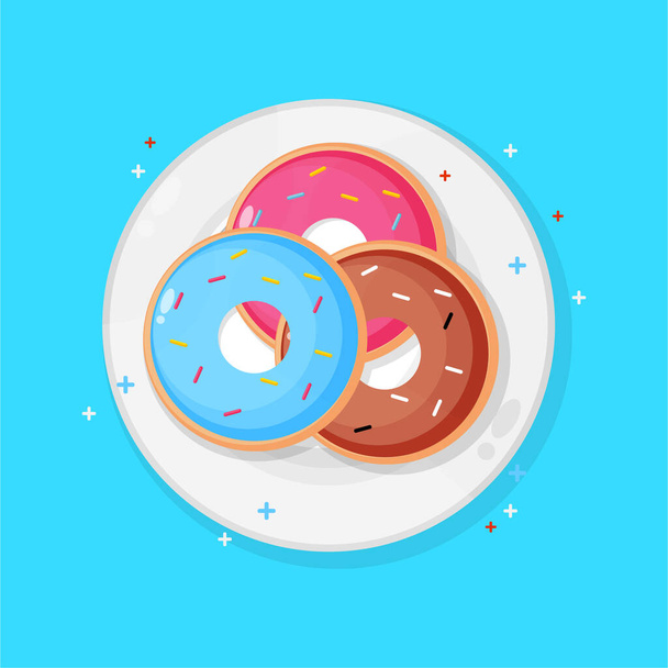 Donut icon on plate - Vector, Image