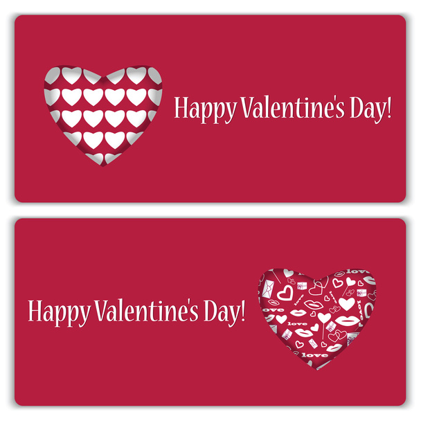 Set of gift cards with white pattern for Valentine's Day - ベクター画像