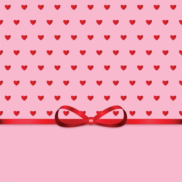 Fundo com um padrão de corações e fita vermelha para Valentine
 - Vetor, Imagem
