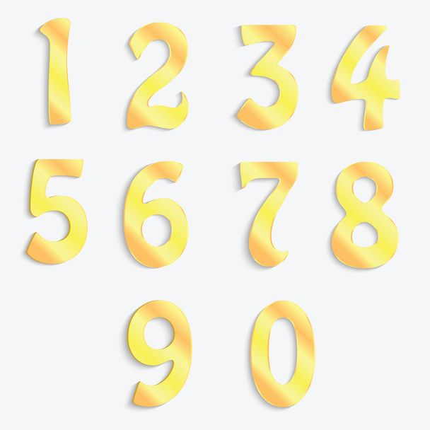 Χρυσή αριθμοί που απομονώνονται σε λευκό φόντο - Διάνυσμα, εικόνα