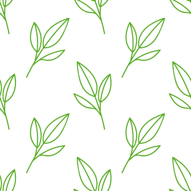 Simple green leaves. Elegant floral seamless pattern.  - Διάνυσμα, εικόνα