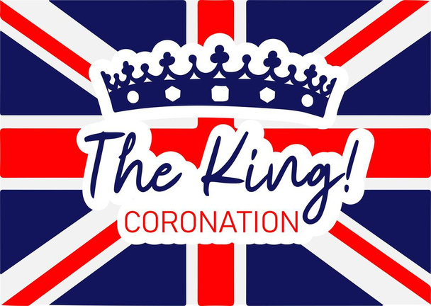 Плакат коронации с британским флагом - Вектор,изображение