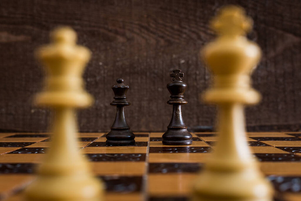 Chess photographed on a chessboard - Fotoğraf, Görsel