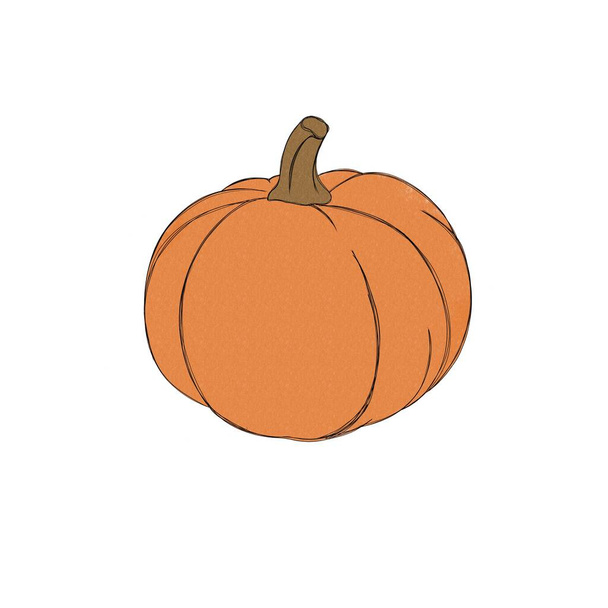Pumpkin watercolor drawing free hand. Pumpkin for Thanksgiving. Bright pumpkin for Halloween - Photo, Image