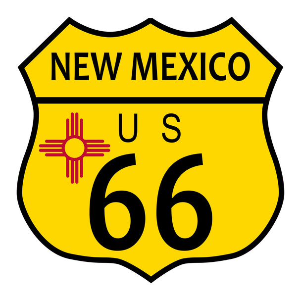 Route 66 neue mexikanische Flagge - Vektor, Bild