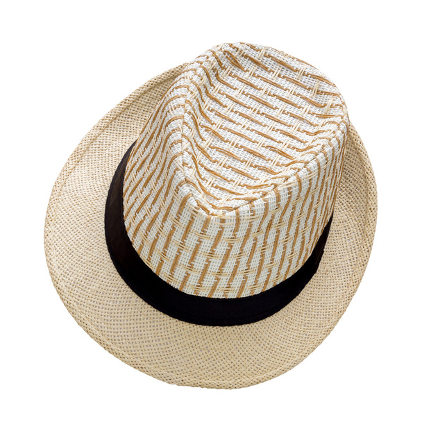 Sombrero tejido aislado sobre fondo blanco, bonito sombrero de paja aislado
 - Foto, Imagen