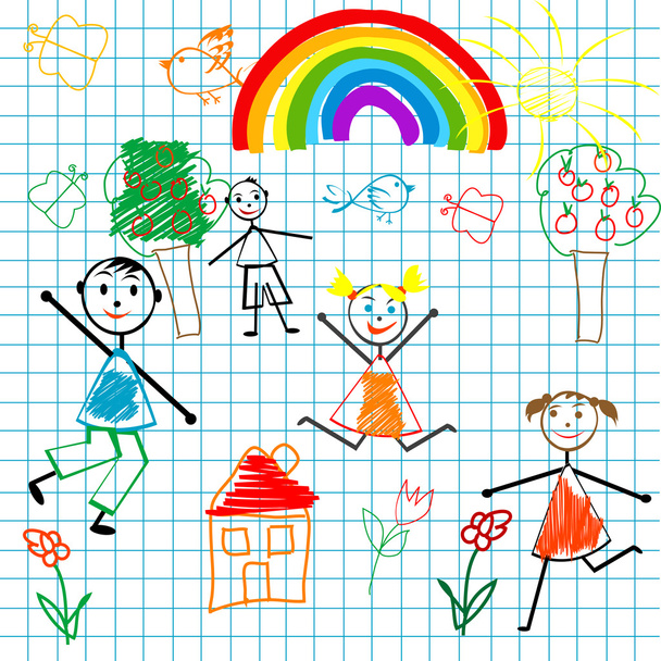 Doodle niños en matemáticas página fondo
 - Foto, imagen