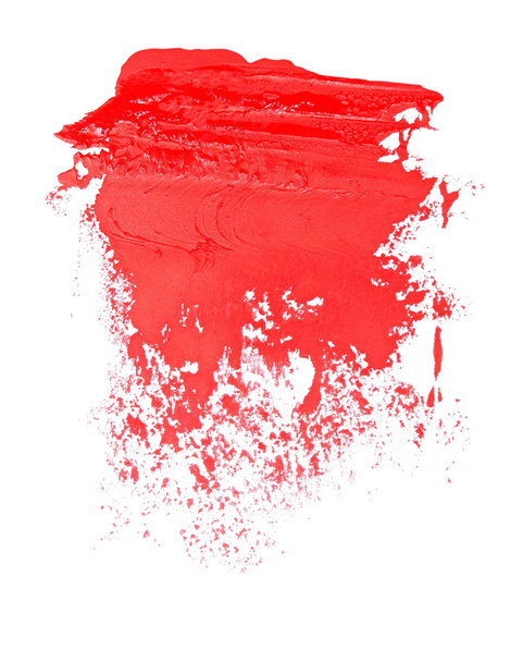 Red grunge brush strokes oil paint isolated on white background - Foto, afbeelding