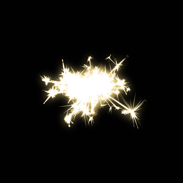 Sparkler bengal fire effect on black background - 写真・画像