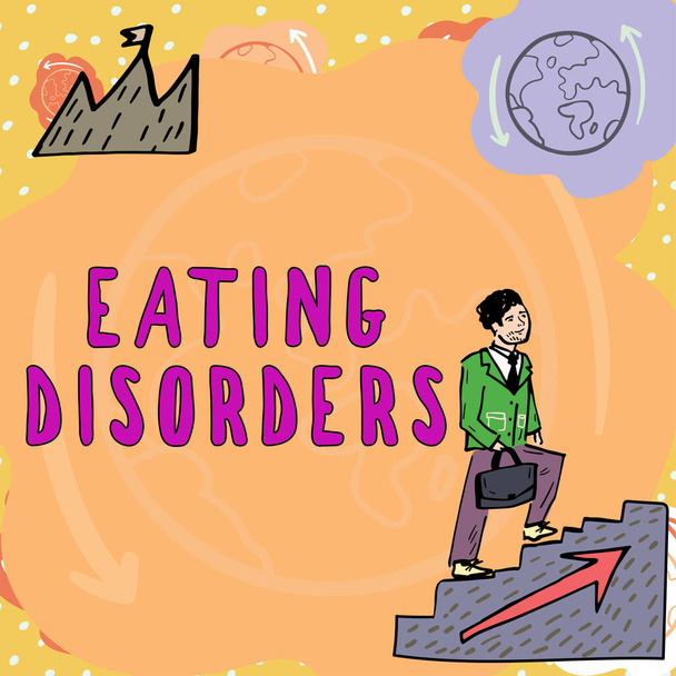 手書きのテキスト食事障害の心理的な異常食習慣の範囲の、概念的な写真のいずれかの心理的な異常食習慣の範囲 - 写真・画像