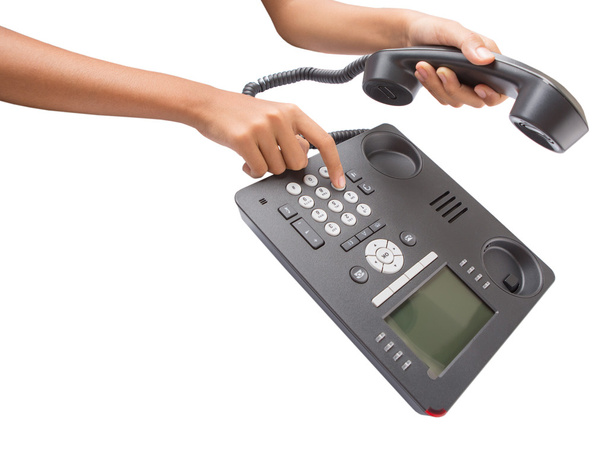 Dialing Modern Desktop Telephone - Photo, Image
