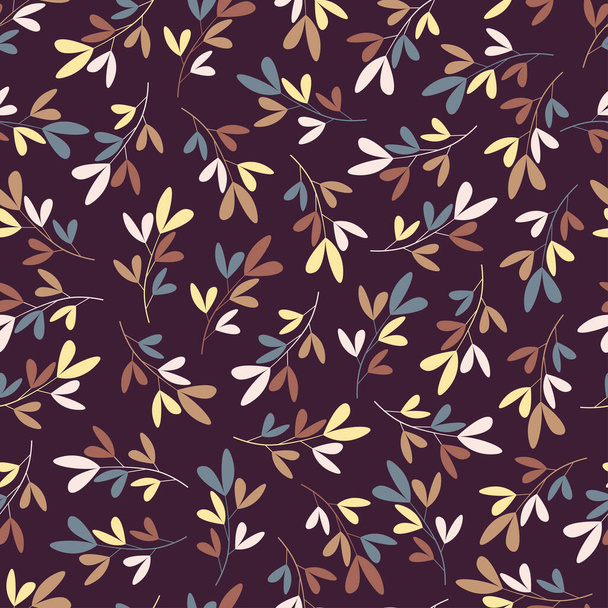 Stylish seamless floral ditsy pattern design of abstract branches of leaves. Foliage repeat texture background for surface printing - Wektor, obraz