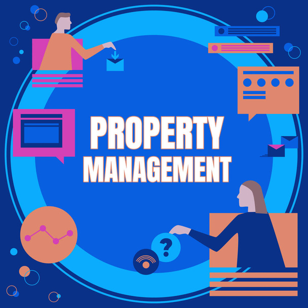 Schrijven van tekst Property Management, Zakelijke aanpak Toezicht op vastgoed Bewaarde waarde waarde van faciliteit - Foto, afbeelding