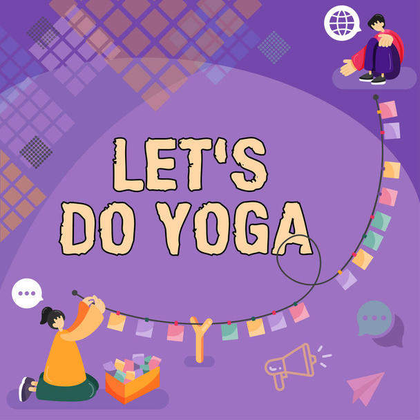 Legenda do texto apresentando Let S Is Do Yoga, vitrine de negócios Momento certo para trabalhar com meditação e treinamento - Foto, Imagem