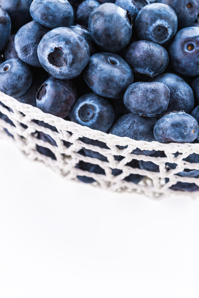 Blueberry basket isolated on white - Photo, Image
