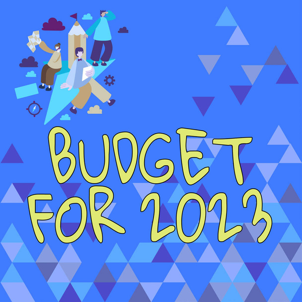 Konzeptioneller Haushaltsplan für 2023Eine schriftliche Schätzung der Einnahmen und Ausgaben für 2023, Unternehmensübersicht Eine schriftliche Schätzung der Einnahmen und Ausgaben für 2023 - Foto, Bild