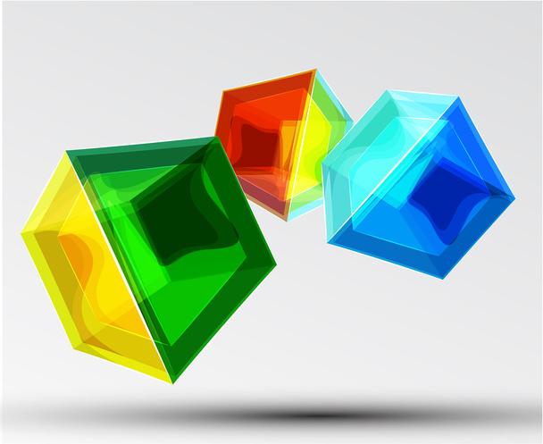 光沢のある透明なガラス キューブのベクトルの背景 - ベクター画像