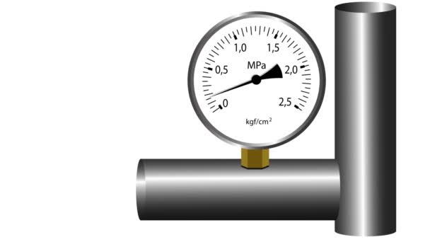 ガス圧力計の作業。真っ白な背景。アニメーション. - 映像、動画