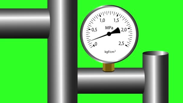 ガス圧力計の作業。グリーン スクリーンの背景。アニメーション. - 映像、動画