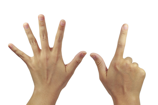 Handrücken mit Sieben-Finger-Show - Foto, Bild