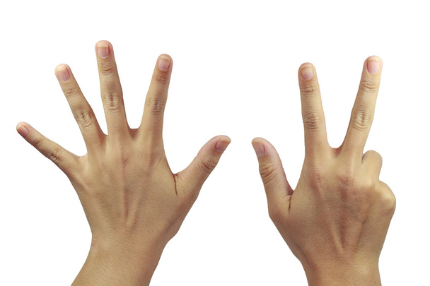 atrás da palma da mão com oito dedo mostrar
 - Foto, Imagem