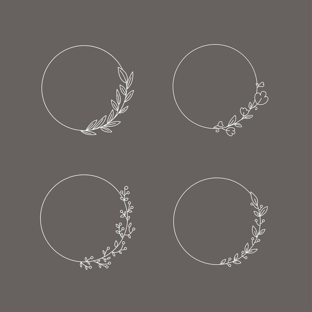 Wedding frame logo elements. Circle with flowers for the logo. Beautiful elegant logo. Vector illustration - ベクター画像