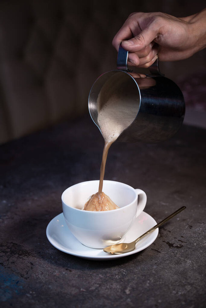 the process of making coffee with marshmallows. - Valokuva, kuva