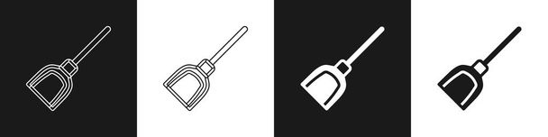 Set Dustpan icon isolated on black and white background. Cleaning scoop services. Vector. - Vector, Image