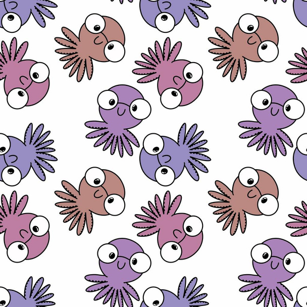 Animals cartoon seamless octopus pattern for wrapping paper and kids clothes print and accessories and notebooks and fabrics and linens. High quality illustration - Foto, immagini