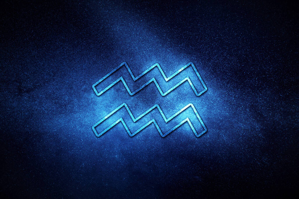 Υδροχόος ζώδιο, νυχτερινός ουρανός, ωροσκόπιο Αστρολογία φόντο, Υδροχόος ωροσκόπιο σύμβολο, μπλε ωροσκόπιο - Φωτογραφία, εικόνα
