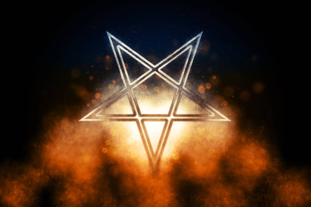Reversed Pentagram symbol, Satanic sign, Blue symbol - Foto, Bild