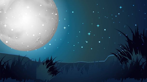 Thumbnail design with super moon night illustration - Διάνυσμα, εικόνα