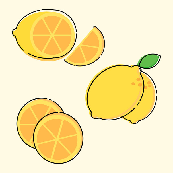 Flat vector design of lemon slices set modern icons set collection - ベクター画像
