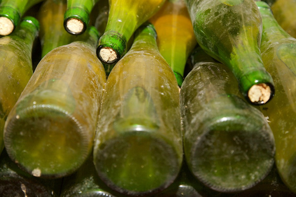Green Wine Bottles Stacked - Fotó, kép