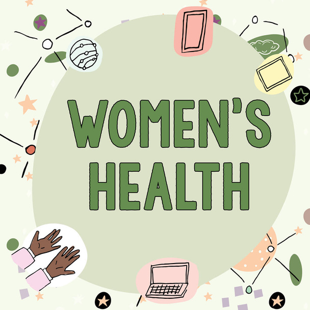 Kavramsal manşet "Kadınların Sağlıklı Yaşamları Hastalıktan Kaçınmanın Fiziksel Sağlık Sonuçları, İş Fikri Kadınların Hastalıktan Kaçınmanın Fiziksel Sağlık Sonuçları" - Fotoğraf, Görsel