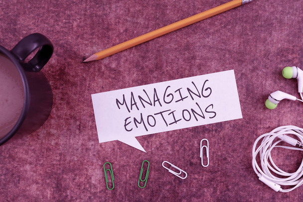 Sign displaying Managing EmotionsControlling feelings in oneself Maintain composure, Business concept Controlling feelings in oneself Maintain composure - Photo, Image