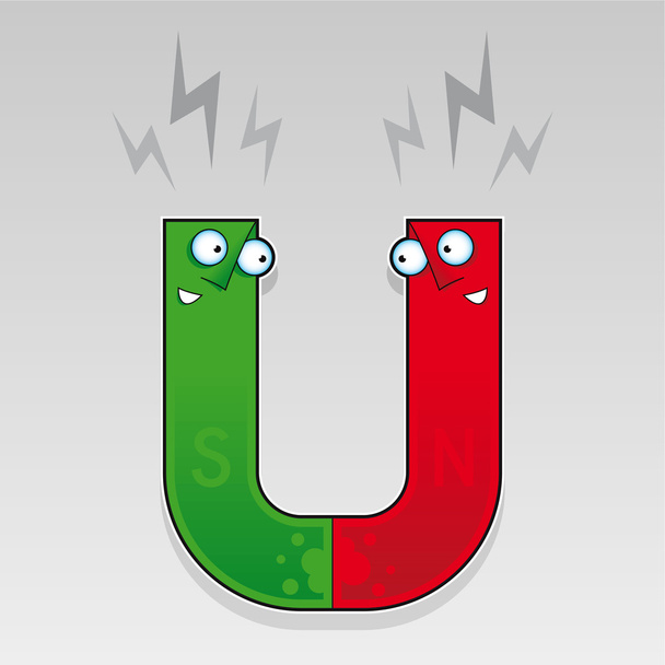 Magnet characters south and north pole - Vector, Image