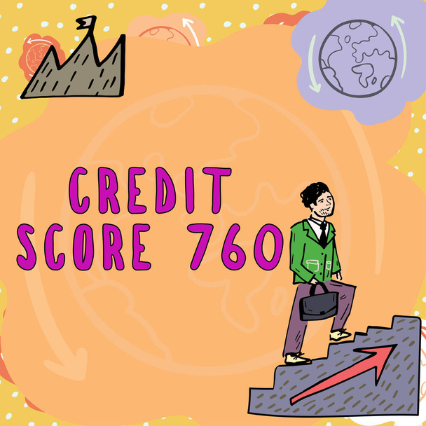 Conceptual display Credit Score 760numerical expression based on level analysis of person, Word for numerical expression based on level analysis of person - Photo, Image