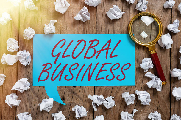 Texte montrant Global BusinessTrade et système d'affaires une entreprise faisant à travers le monde, Word for Trade et système d'affaires une entreprise faisant à travers le monde - Photo, image