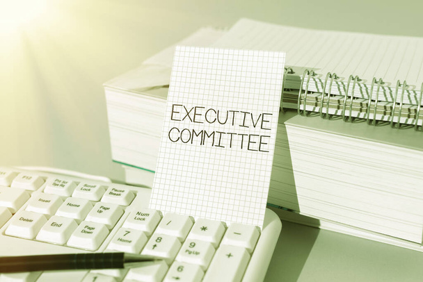 Tekst bijschrift presenteren Executive Committee, Business approach Group of Directors appointed Has Authority in decisions - Foto, afbeelding