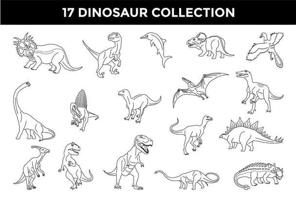 sbírka ilustrací obrysů dinosaurů - Vektor, obrázek