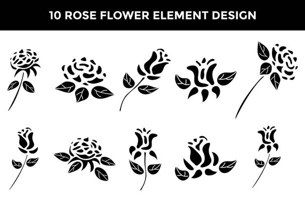 Rosa flor ornamento elemento diseño - Vector, Imagen