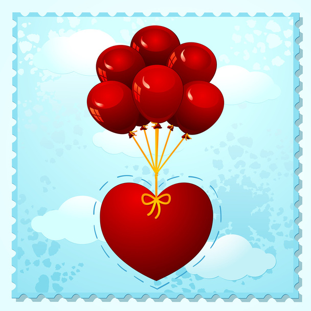 Heart with balloons - Vektör, Görsel