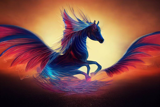 une illustration d'un cheval avec des ailes - Photo, image