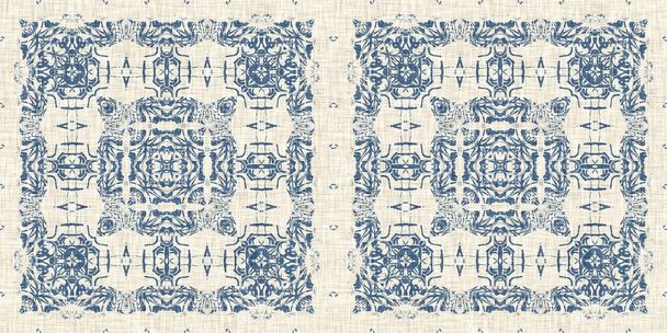 Francia kék takaró nyomtatott szövet szegély minta kopott elegáns lakberendezési díszítés. Rusztikus tanyasi ház vidéki ház virágágynemű végtelen szalagot. Patchwork paplan hatás szalag szélén - Fotó, kép